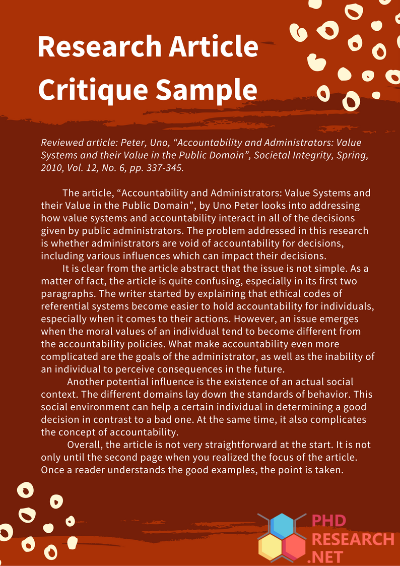 example of a critique of a research article