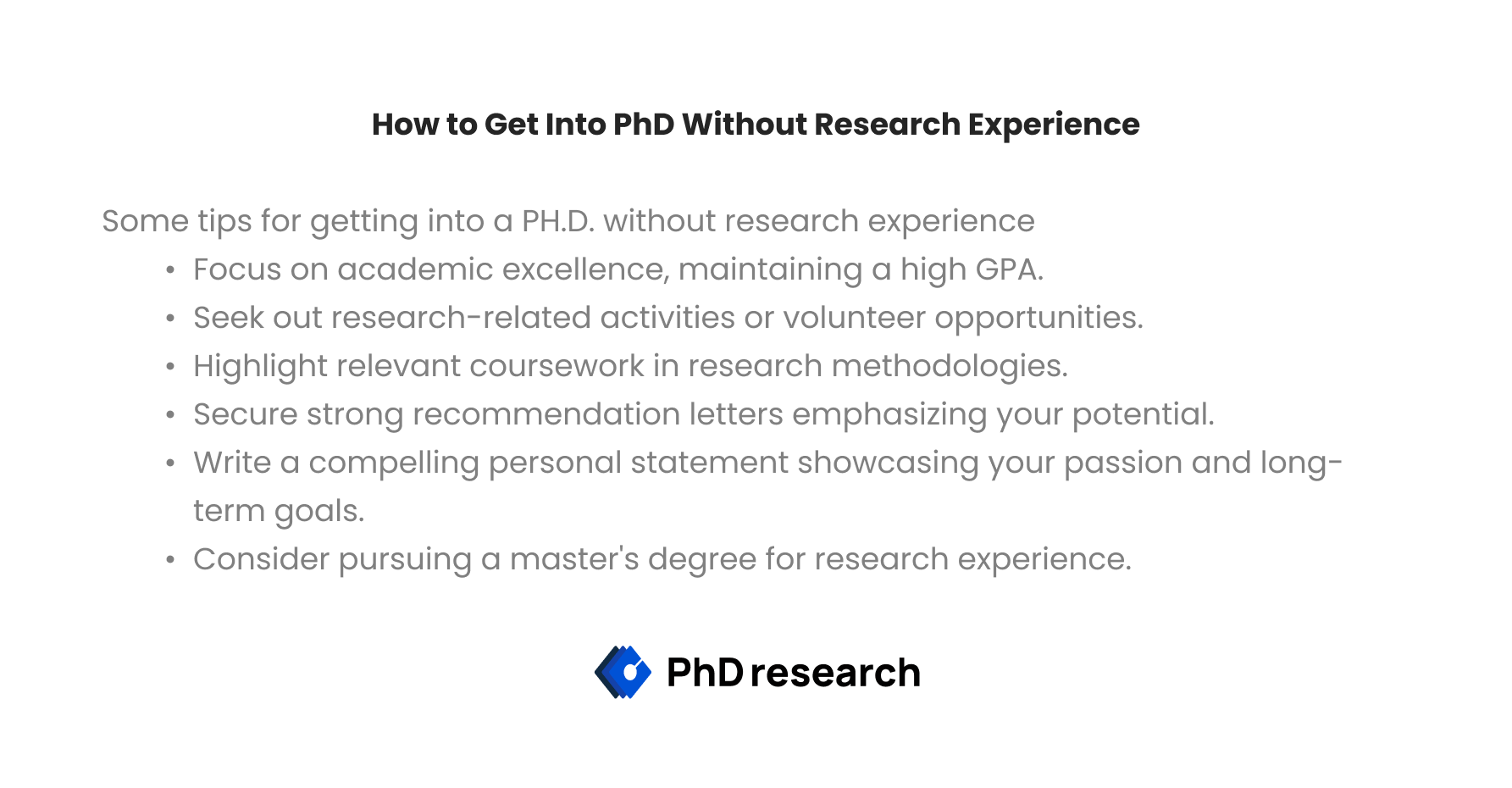 how to get into phd without research experience